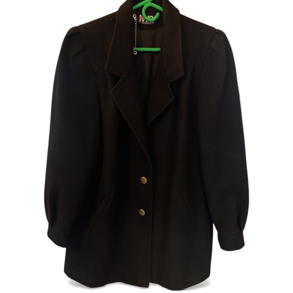 Vintage NEW YORK GIRL Womens Black‎ Wool Blend petticoat Jacket Size 10 Winter